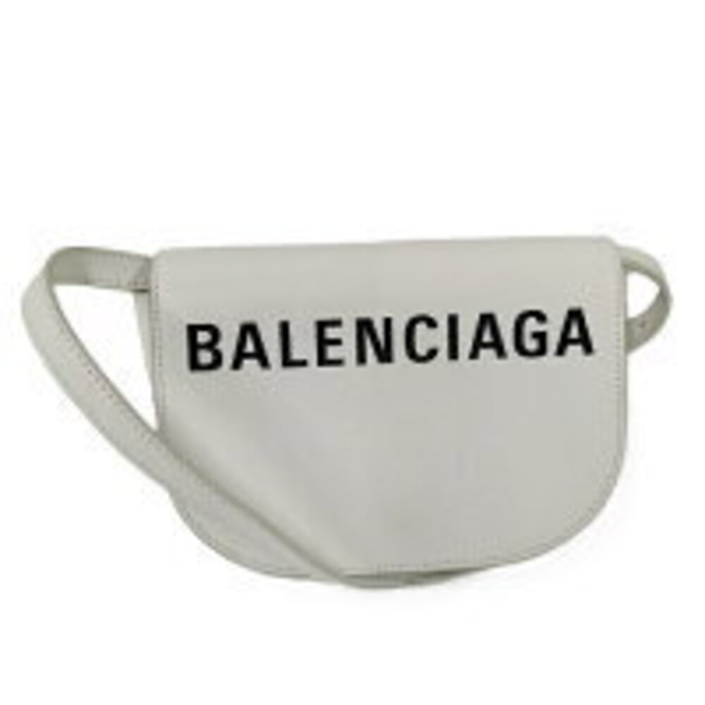BALENCIAGA Shoulder Bag Logo Leather White